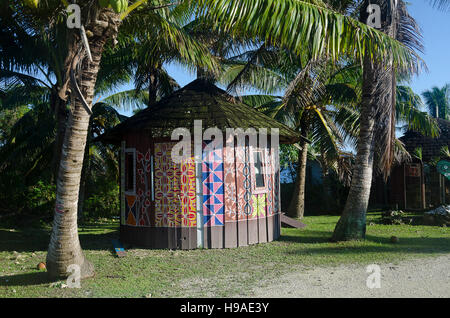 Bâtiment décoré avec art, Niue Alofi, Niue, le Pacifique Sud, l'Océanie Banque D'Images