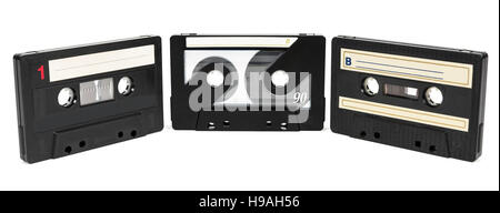 Ensemble de bandes audio vintage isolé sur fond blanc avec clipping path Banque D'Images