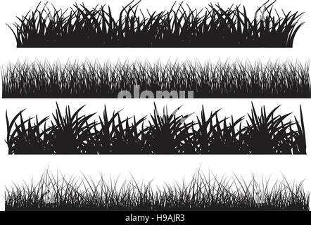 Vecteur d'herbe ensemble noir Illustration de Vecteur