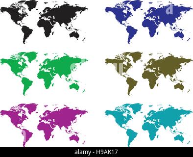 Terre d'une icône du jeu de couleurs Illustration de Vecteur