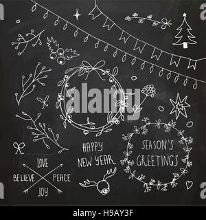 Noël et Nouvel An doodles collection Illustration de Vecteur