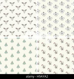 Hand Drawn Seamless Pattern Collection Noël Illustration de Vecteur