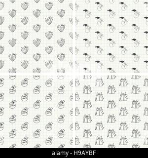 Hand Drawn Seamless Pattern Collection Noël Illustration de Vecteur