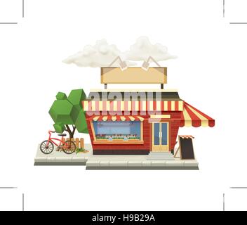 Boutique, low poly icône vecteur Illustration de Vecteur