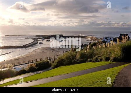 Vue depuis les jardins à Lister sur la baie et plage de Lyme Regis Dorset Banque D'Images