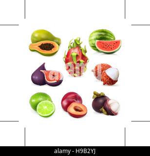 Les fruits mûrs juteux. Vector icon set Illustration de Vecteur