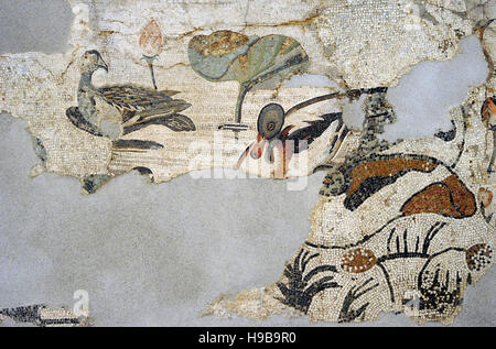 Mosaïque romaine. Paysage nilotique. Pompéi, Maison du Faune (VI, 12, 2). 2ème siècle avant J.-C.. Musée Archéologique National, Naples. L'Italie. Banque D'Images