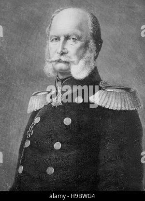 William J, ou Wilhelm I, Wilhelm Friedrich Ludwig, 22 mars 1797 - 9 mars 1888, de la maison de Hohenzollern a été le roi de Prusse 2 Janvier 1861 - 9 mars 1888 et le premier empereur allemand, illustration historique Banque D'Images