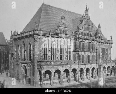 La mairie de Brême, en Allemagne, en l'année 1600, l'illustration historique Banque D'Images