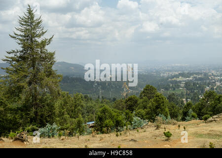 Vue aérienne du paysage autour du Mont Entoto Addis-abeba Banque D'Images