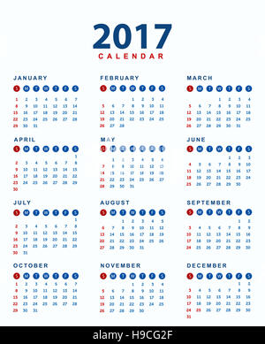 Calendrier 2017 Banque D'Images