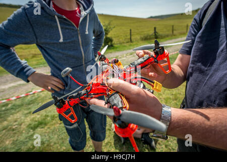 Lors d'un drone miniature airshow dans l'East Sussex. Banque D'Images