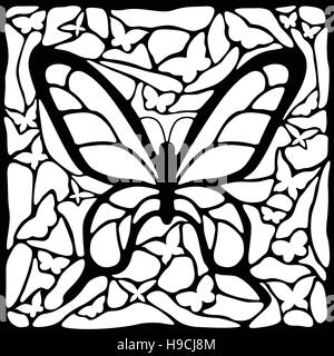 Papillon abstrait en noir et blanc Illustration de Vecteur