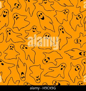 Vector pattern transparente avec drôle Flying ghosts. Arrière-plan parfait pour votre conception de l'Halloween. Illustration de Vecteur