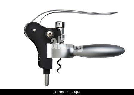 Libre d'un metal moderne tire-bouchon isolated on white with clipping path Banque D'Images