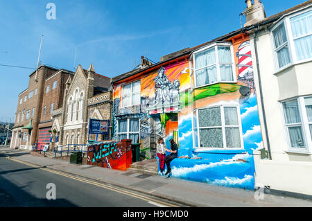 Peinture maison inhabituelle à Brighton Banque D'Images