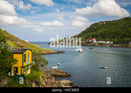 L'entrée du port et le Fort Amherst depuis la batterie, Saint-Jean, Terre-Neuve et Labrador, Canada. Banque D'Images