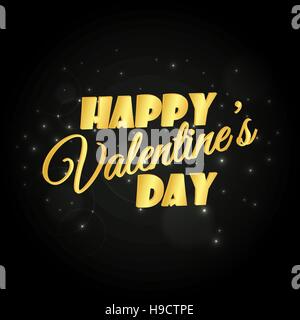 Résumé golden Happy Valentine's Day text template design Illustration de Vecteur