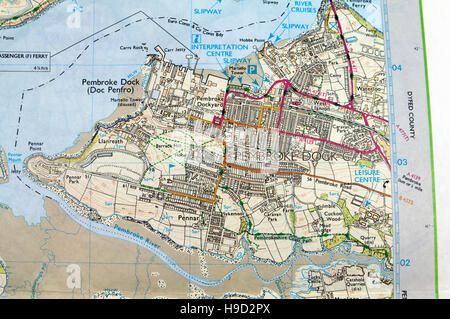 Carte de l'Ordnance Survey de Pembroke Dock, Pembrokeshire, Pays de ...