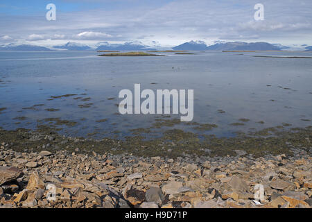 Vue sur Homafjordur vers de Vatnajokull Hofn, au sud est de l'Islande. Banque D'Images