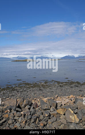 Vue sur Homafjordur vers de Vatnajokull Hofn, au sud est de l'Islande. Banque D'Images