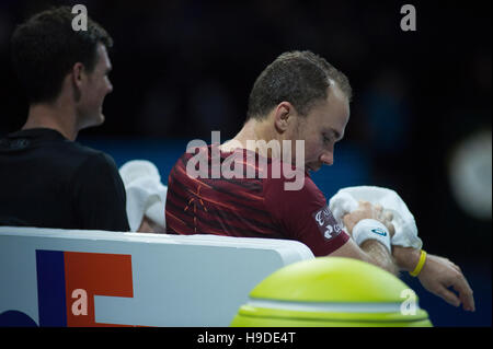 L'O2, Londres, Royaume-Uni. 19 Nov, 2016. Jour 7 soir match de double au cours d'une pause. © sportsimages Banque D'Images