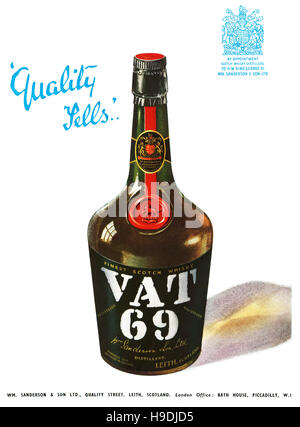 1952 La publicité pour la tva 69 Scotch Whisky Banque D'Images