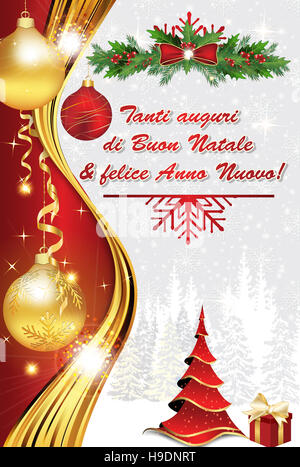 Tanti auguri di Buon Natale & felice Anno Nuovo ! - Biglietto d'auguri. Colori di stampa Banque D'Images