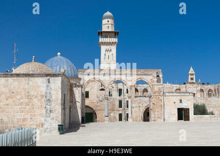 Haram esh Sharif, le minaret de la mosquée des femmes vu depuis le mont du temple de Jérusalem, la Palestine, composé Banque D'Images