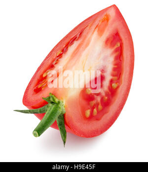 Tranche de tomate isolé sur le fond blanc. Banque D'Images