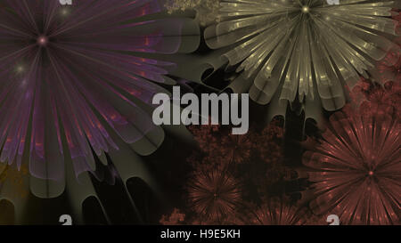 Belle fractale rendue par ordinateur avec l'image d'arrière-plan comme les formes de fleurs Banque D'Images