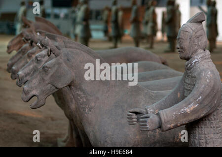 L'armée de guerriers en terre cuite, des puits Numéro 1, Xian, Shaanxi, Chine, Asie. Une ancienne collection de sculptures représentant des armées de Qin Shi Huang, le premier E Banque D'Images