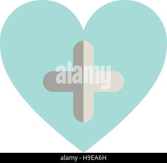 Coeur bleu avec croix forme vector illustration Illustration de Vecteur