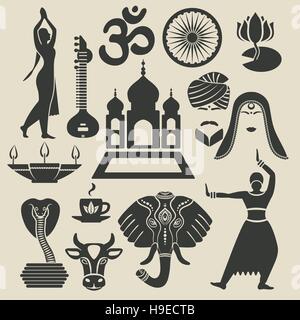 Icons set exotiques de l'Inde. Illustration 8 Illustration de Vecteur