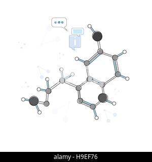 La chaîne moléculaire Icône Logo Chimie Fine Ligne Illustration de Vecteur