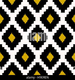 Hand drawn seamless pattern tribal en noir, jaune et crème. Textile moderne, l'art de mur, du papier d'emballage, papier peint design. Illustration de Vecteur