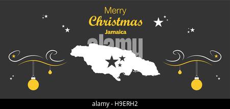 Joyeux Noël thème d'illustration avec la carte de la Jamaïque Illustration de Vecteur