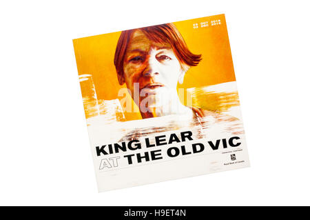 Programme pour la production de 2016 Le Roi Lear de William Shakespeare à l'Old Vic, avec Glenda Jackson comme Lear. Banque D'Images