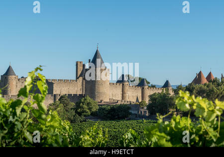 Cité médiévale fortifiée de Carcassonne, Languedoc-Roussillon, France Banque D'Images