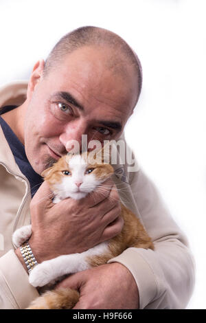 L Homme Avec Son Chat Photo Stock Alamy