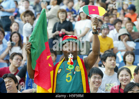 Cameroun Cameroun VENTILATEUR V ARABIE SAOUDITE SAITAMA STADIUM Tokyo JAPON 06 Juin 2002 Banque D'Images