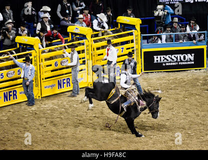 Las Vegas Nevada, Décembre 2015 - Bronco riding au National Rodeo Finals NFR Banque D'Images