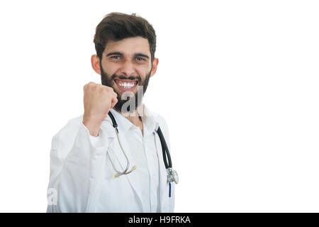 Friendly homme médecin avec main ouverte prête à secouer Banque D'Images