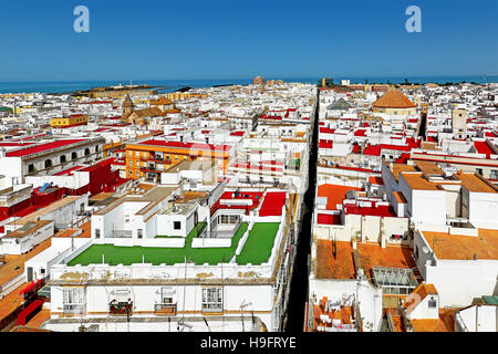 Cadix maisons sur le toit rouge et blanc Banque D'Images