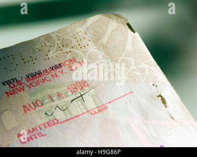 US-visa américain sur un passeport italien Banque D'Images