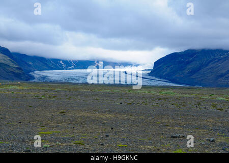 Vue sur le glacier Skaftafellsjokull, dans le sud de l'Islande, Skaftafell Banque D'Images