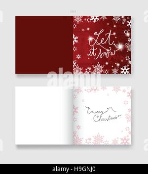 Illustration de Noël modèle de carte de vœux avec Vive la neige texte. Illustration de Vecteur