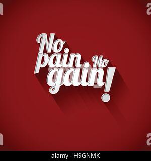Texte d'inspiration minimaliste de dire aucune douleur aucun gain sur fond rouge. Illustration de Vecteur