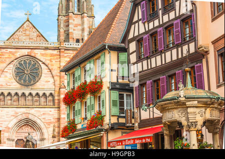 Obernai, ville pittoresque, route touristique du vignoble alsacien Bas-rhin, Alsace, France Banque D'Images