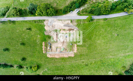 Site de construction. Fondation en béton pour construire une nouvelle maison. Banque D'Images